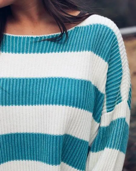 BLANK NYC Turquoise Striped Sweater  - Image 2