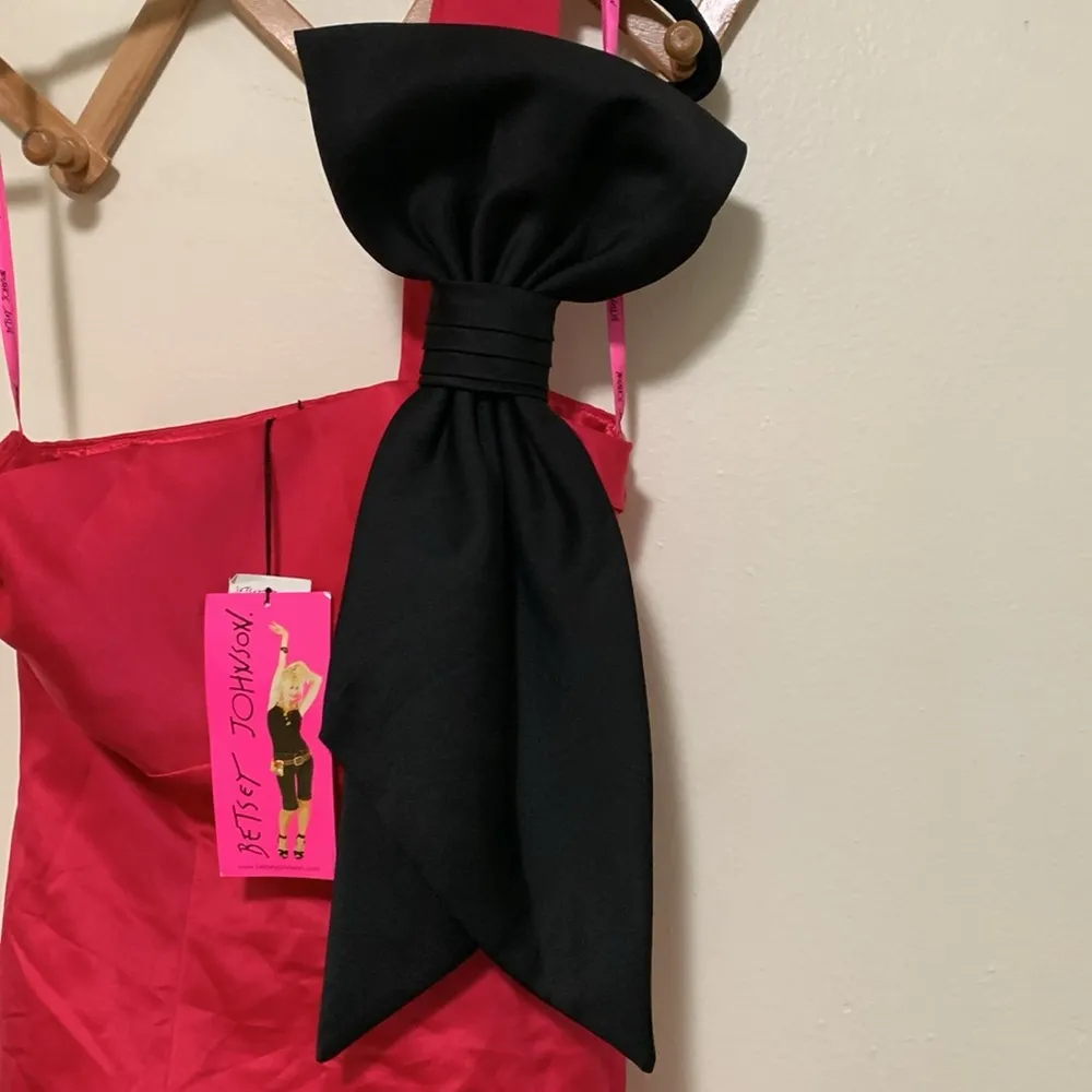 Betsey Johnson NWT Vintage Rare one shoulder big black bow  dress woman size 6 - Image 8