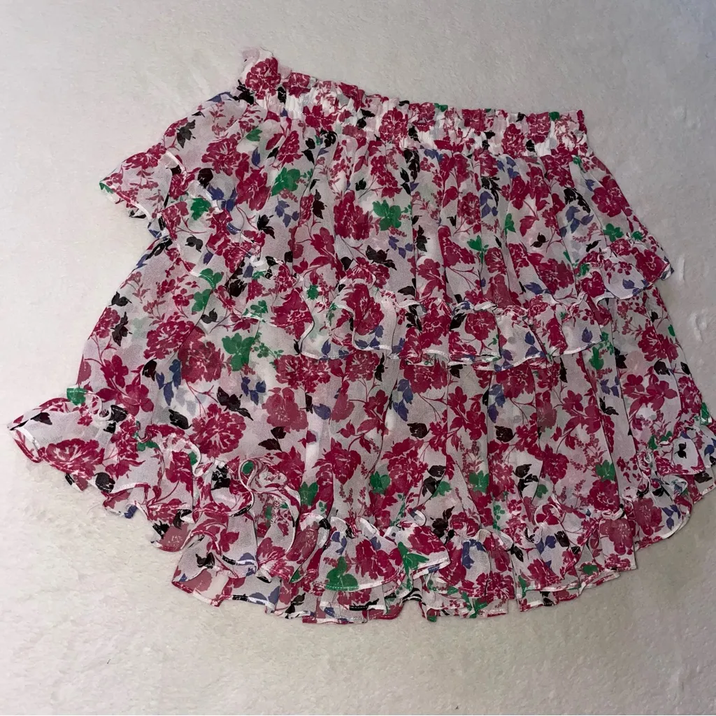 Womens MISA Los Angeles Floral Ruffle Mini Skirt size Small - Image 5