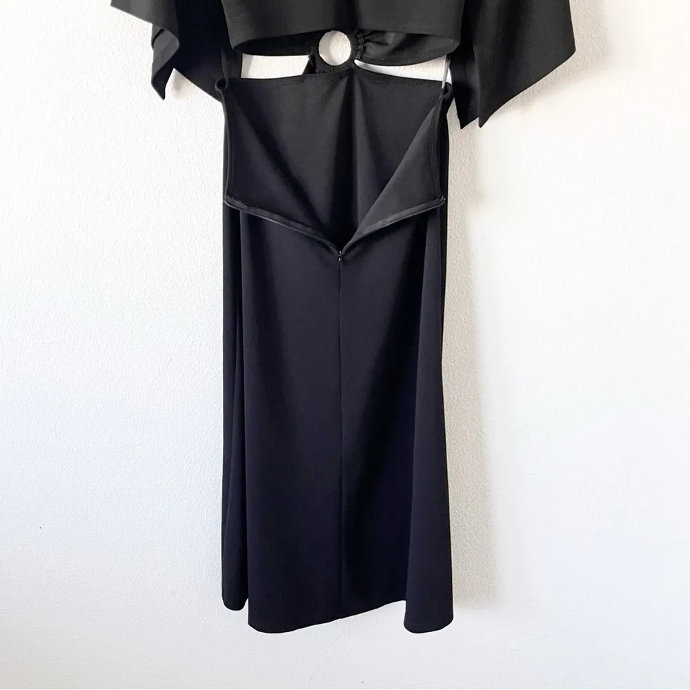 Bardot Kimono Sleeve Cut out V-Neck Skirt Midi Dress in Black - Image 9
