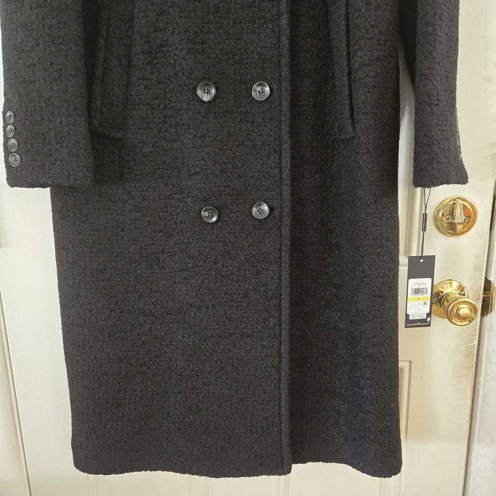 Karl Lagerfeld Paris Wool Blend Peacoat Black DoubleBreasted NWT Medium Overcoat - Image 10