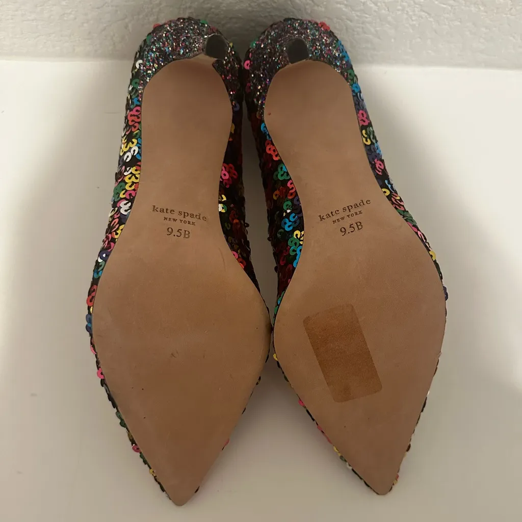 Kate Spade Valerie Rainbow Multicolor Sequin High Heel Pointed Toe Pumps NEW 9.5 - Image 7