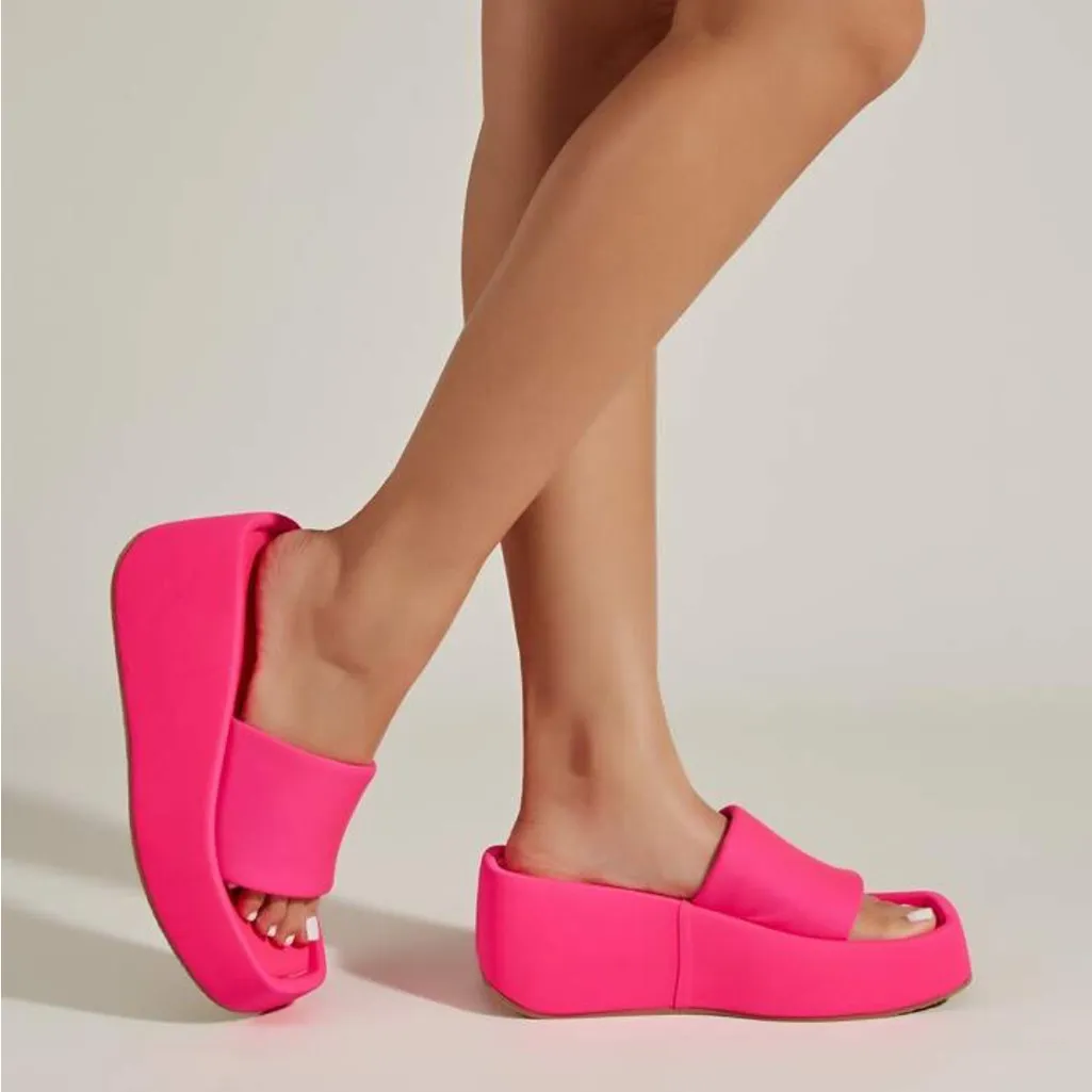 Olivia Miller Uproar Wedge Sandals Slip on Open Toe Platform Slides Pink Sz 7 - Image 14