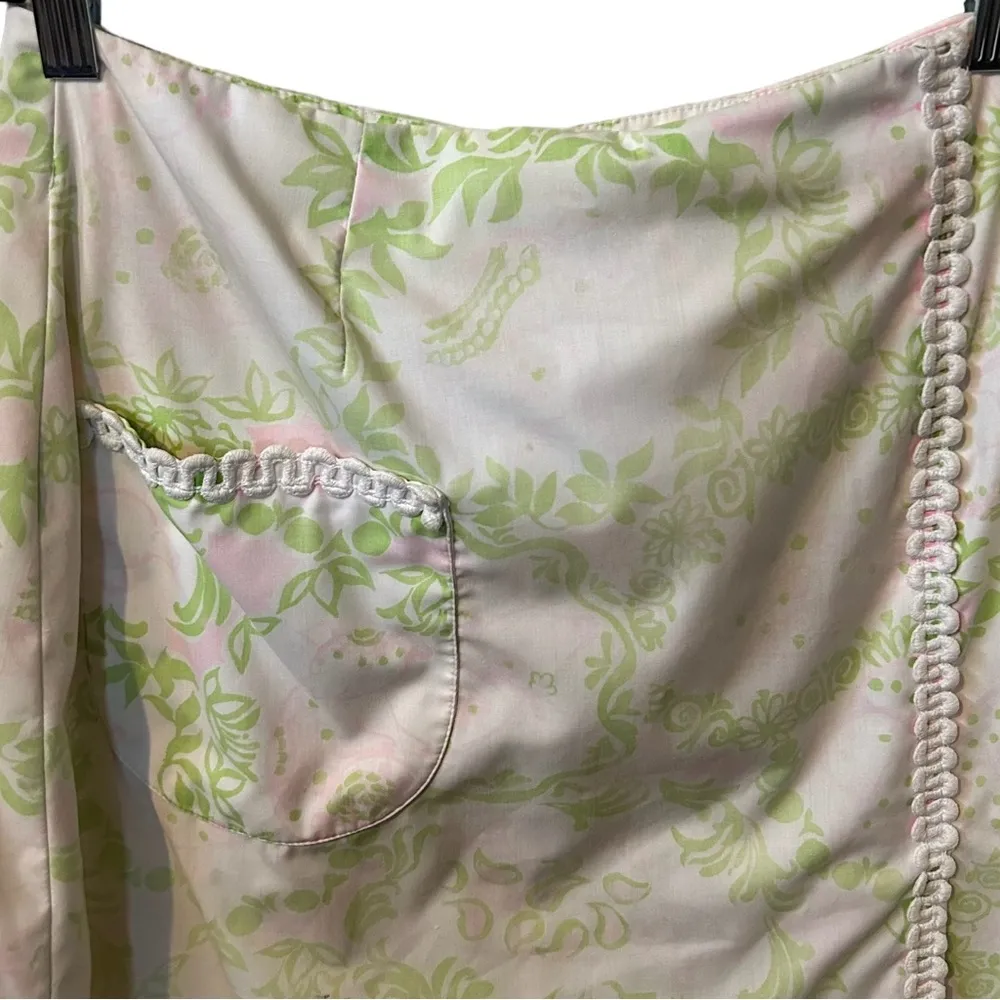 Lilly Pulitzer Vintage Late 60’s/Early 70’s Pink & Green Rickrack Trim 6 Skirt. - Image 2