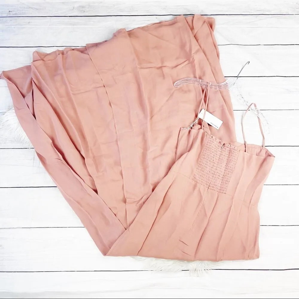 Reformation Women's Indrid Side Slit Fitted bodice Dress in Praline Pink Size 10 - Image 5