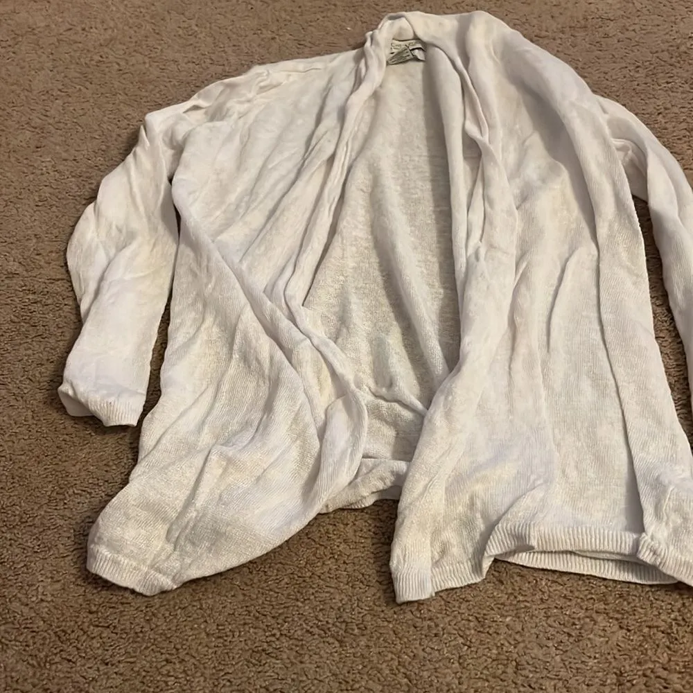 Rachel Zoe small white linen cardigan - Image 4