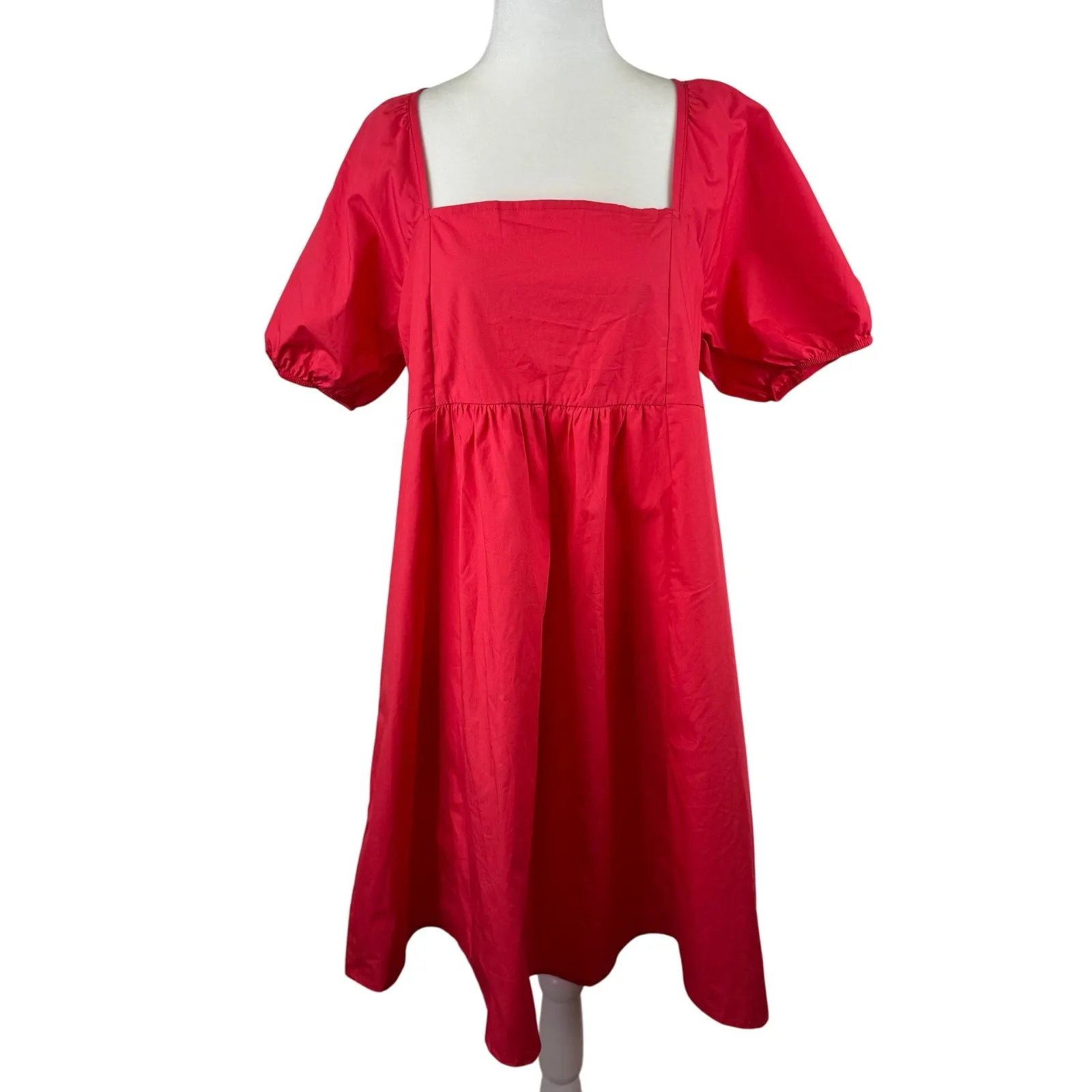 NWT Draper James Women Square Neck Puff Sleeve Tie Back Dress Pink‎ Sz XL Girly - Image 2