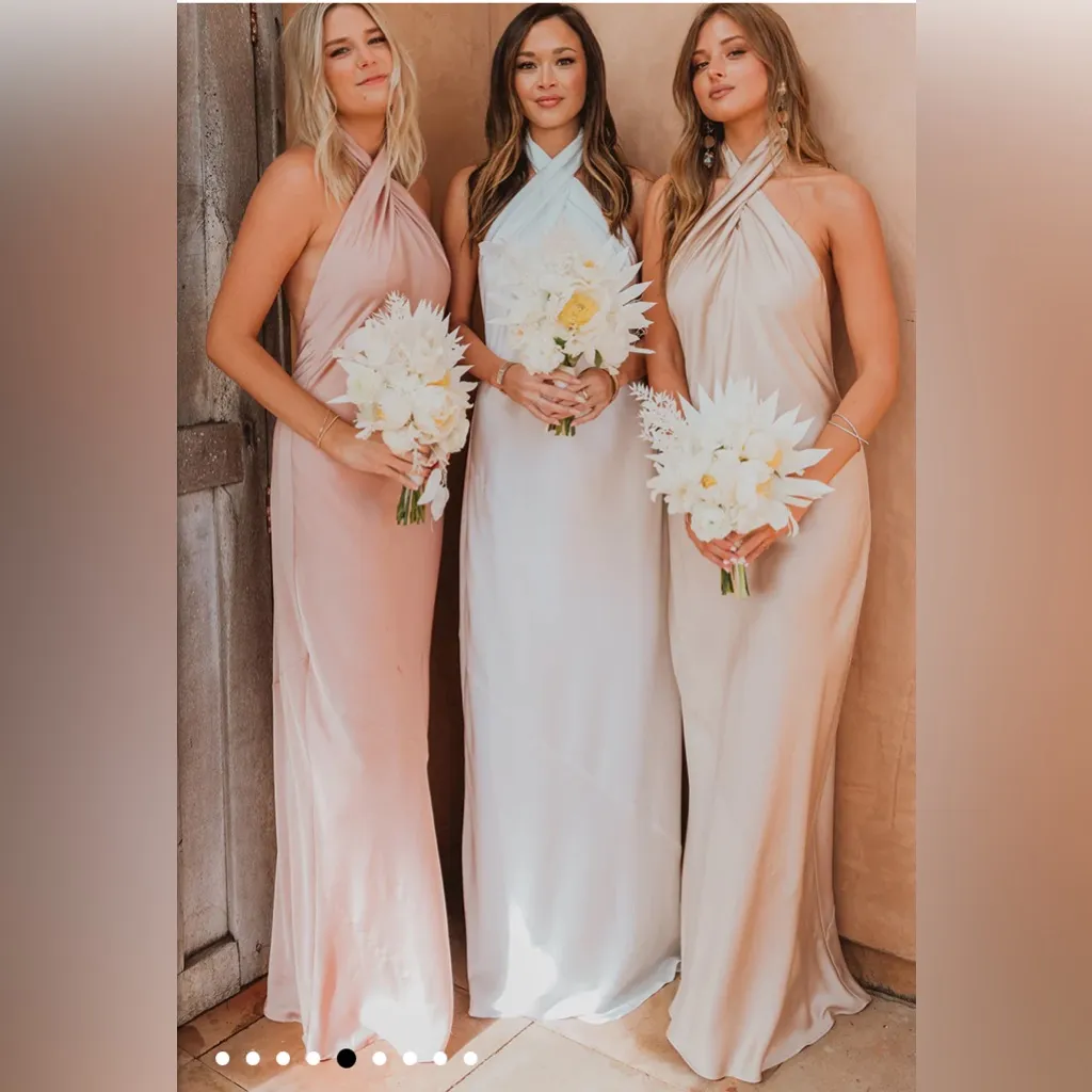 NWOT SHOW ME YOUR MUMU Jasmine Halter Maxi Color Color Champagne Satin size: S - Image 8