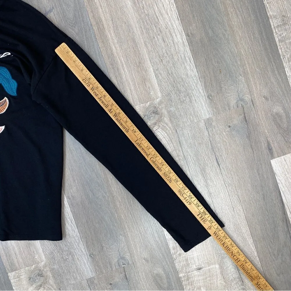 Forever 21 Embroidered Fluer-De-Lis Sweatshirt Top Black Small - Image 12