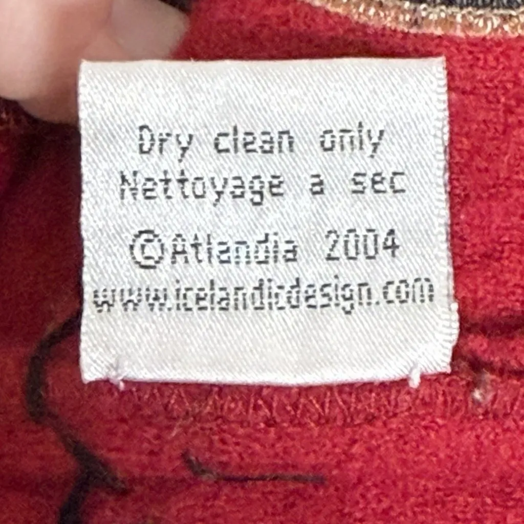 Icelandic Design Boiled Wool Jacket Womens Size M Embroidered Zip Sweater Pocket Red Size M - Image 8