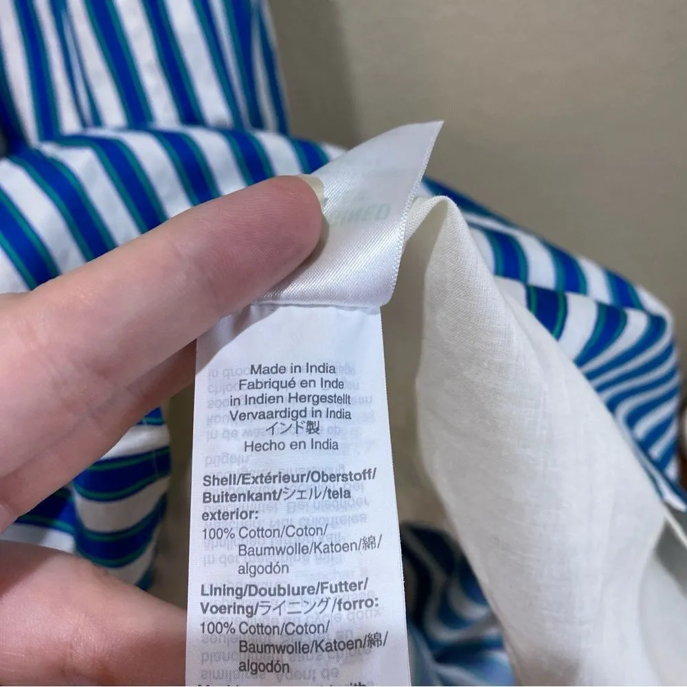 J. CREW Tiered Cotton Dobby Dress in Cape Stripe Ivory Cove Size Extra Small - Image 10