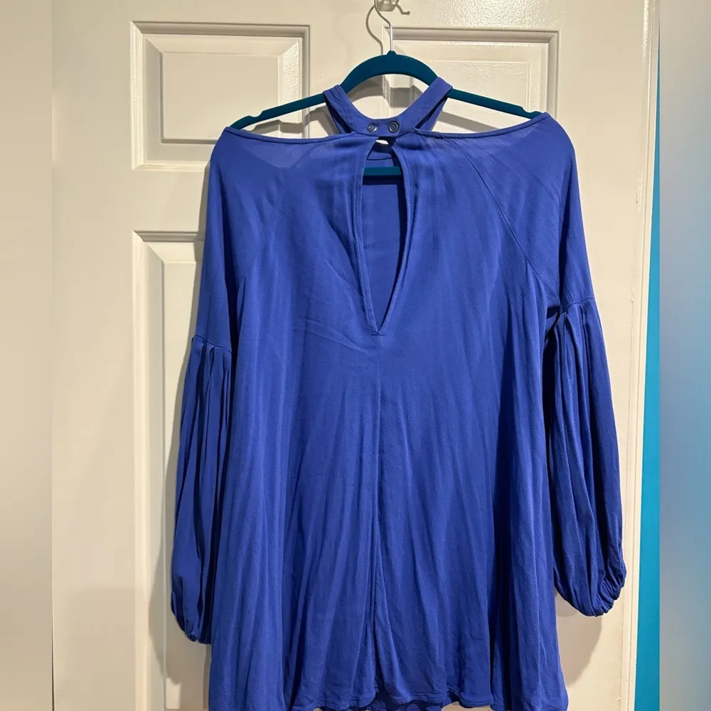 Free People Drift away cold shoulder boho blue dress/tunic sz XS or S - Image 6