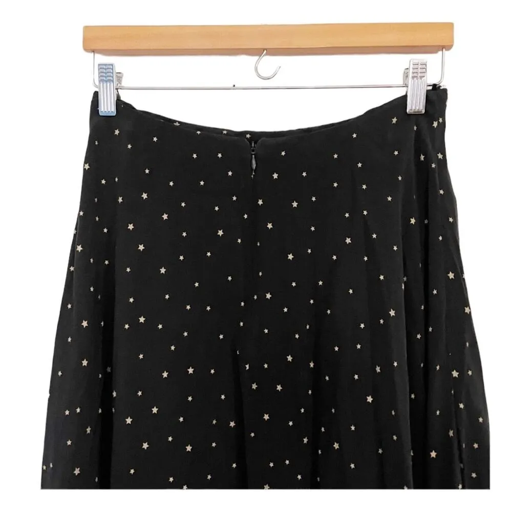 FiveSeventyFive Maxi Skirt Black with Gold Stars Hi Low Hem Size XS - Image 5