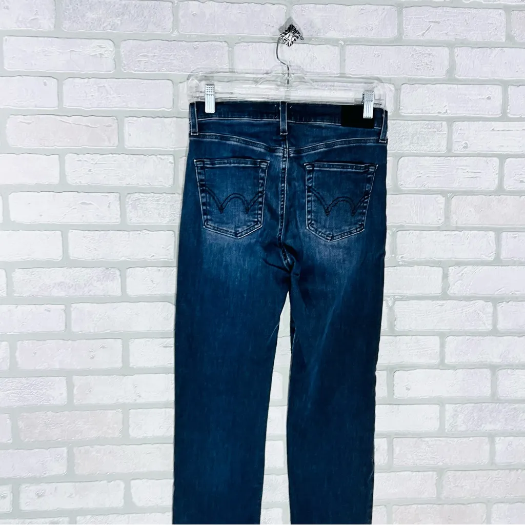 Edwin Bree Slim Straight Leg Jeans in Faded Black Wash with Raw Hem Size 27 - Image 8