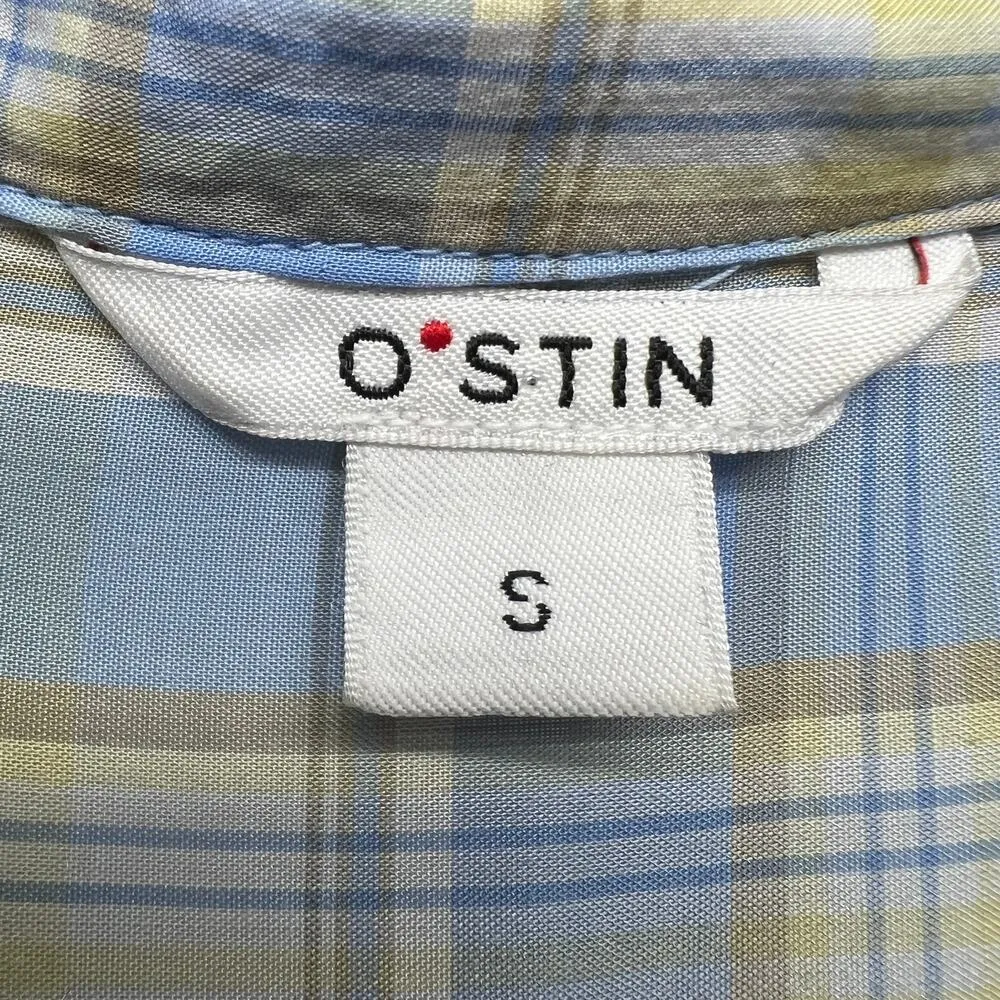 Ostin Plaid Womens Button Front Shirt Small Oversized Western Cowgirl Rodeo Chic Blue - Image 2