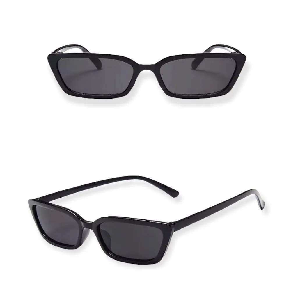 🆕Black Cat Eye Square Rectangle Tinted Lens Sunglasses - Image 3