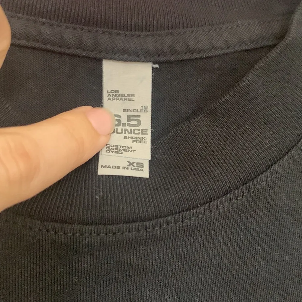 Black crewneck T-shirt shorts sleeve cotton by Los Angeles Apparel classic shirt - Image 2