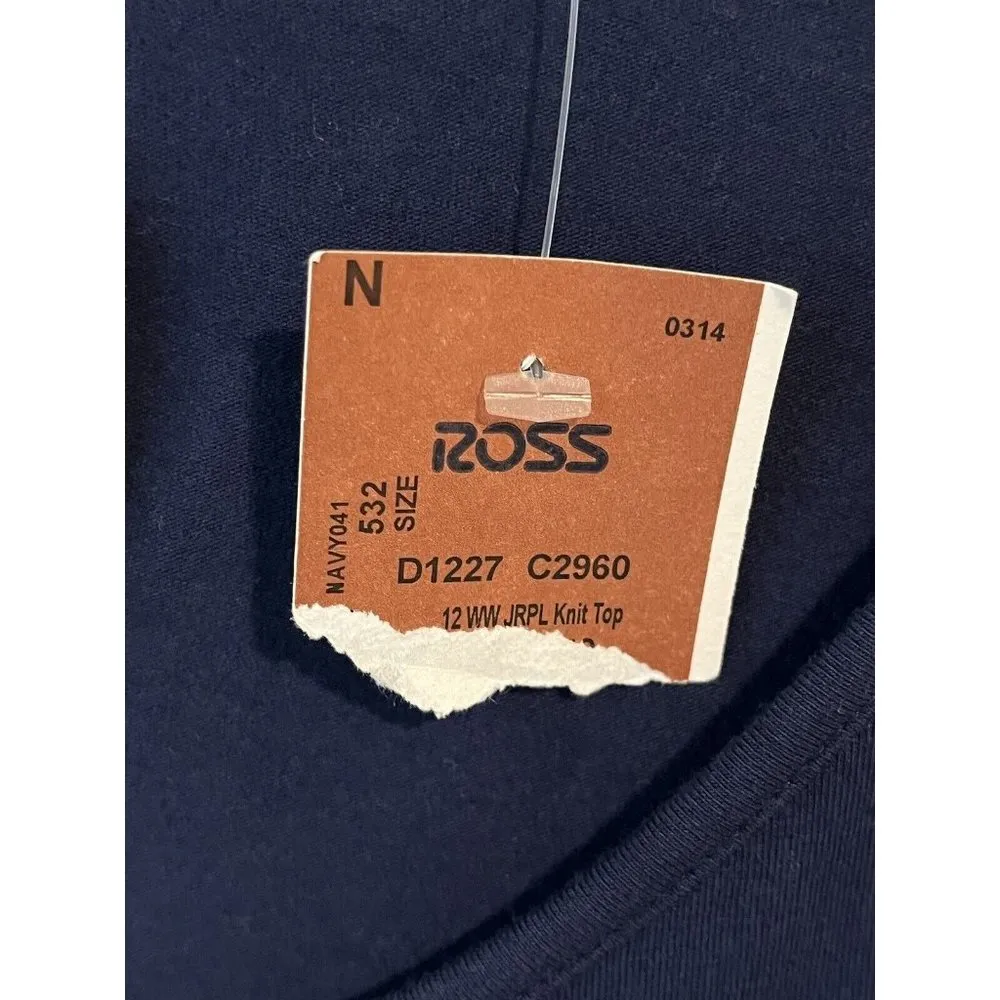 Ambiance Blouse Womens 1XL Navy Blue 3/4 Lace Sleeve Top Round Scoop Neck NEW Size XL - Image 7