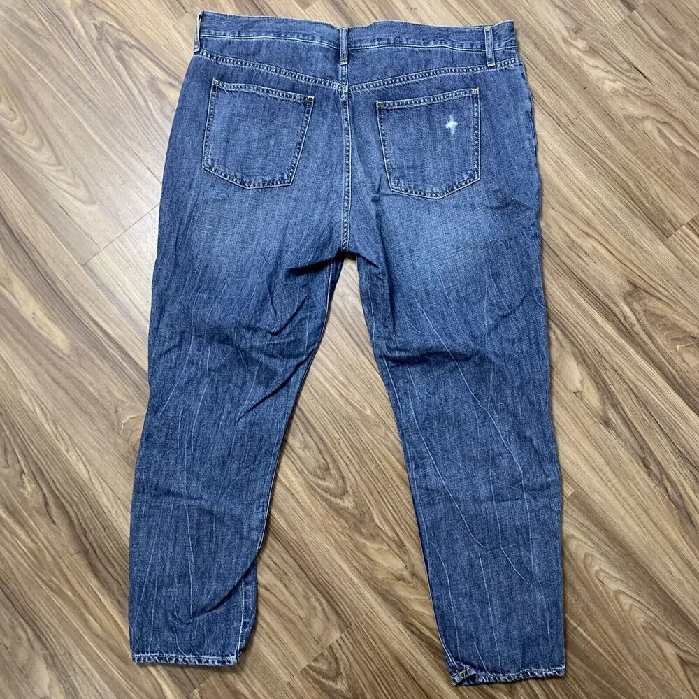 Gap Denim Plus 34 Best Girlfriend Jeans Distress High Rise Dark Indigo Women’s - Image 11