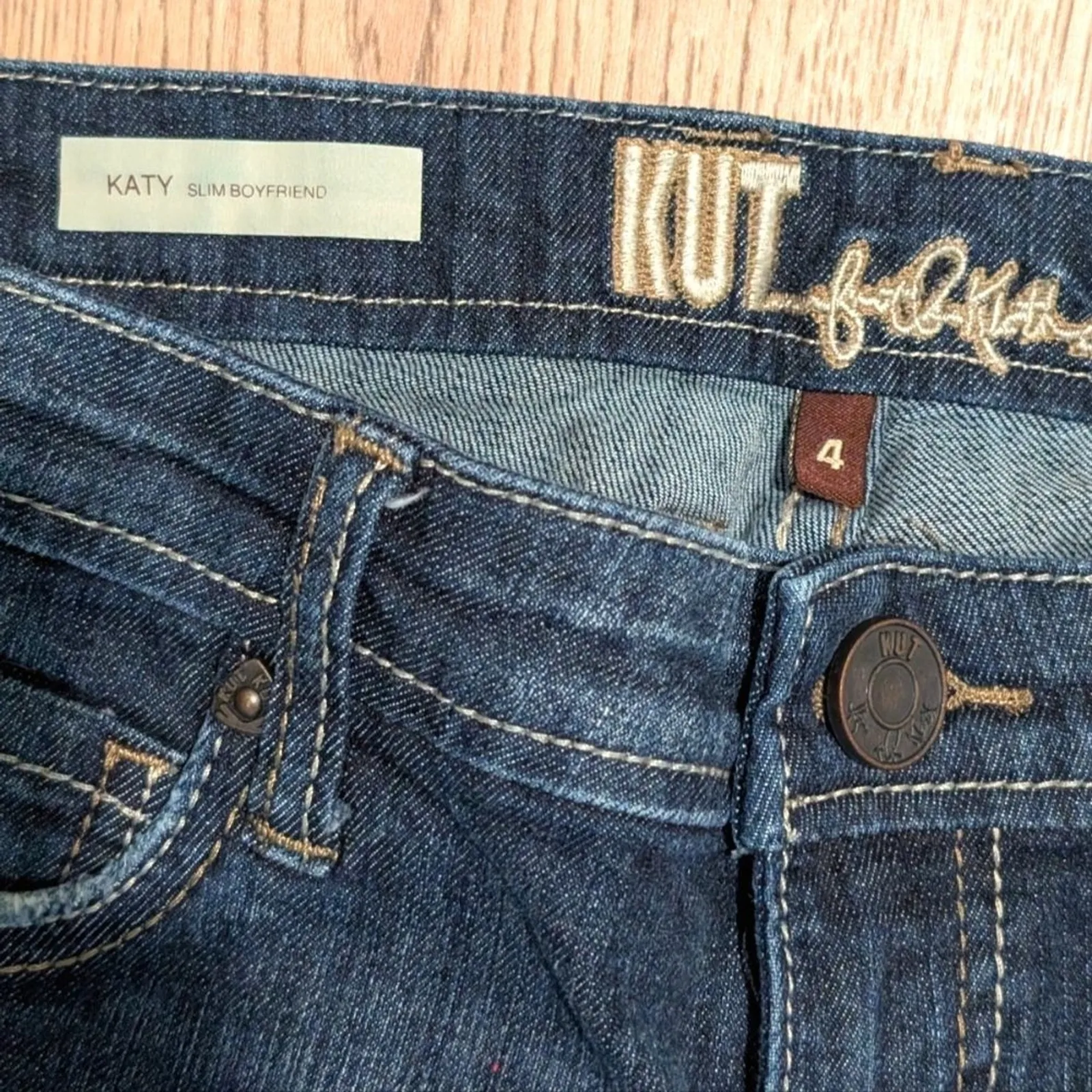 Kut From The Kloth 4 Katy Slim Boyfriend Jeans Cropped Crop Cuffed‎ Dark Denim - Image 3