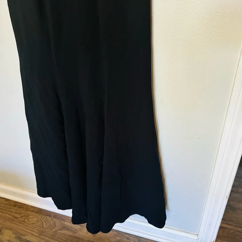 THEIA Women's Black Matte Mesh Cut Out Back Fitted Gown Maxi Dress Size 4 - Image 10