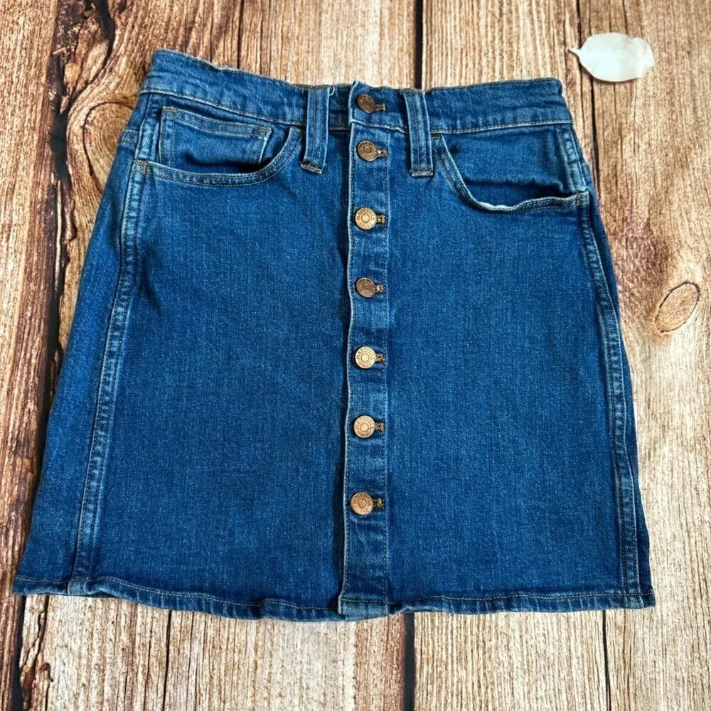 #50 Madewell Straight Denim Exposed Button Front Skirt - Image 2