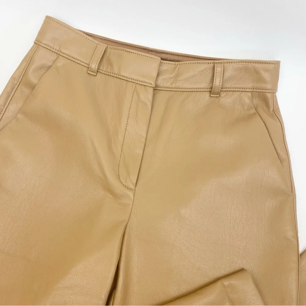 Babaton X Aritzia Command Cropped Faux Leather Straight Leg Pants Camel Tan - Image 7