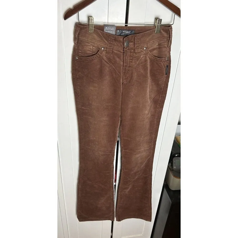 Silver Jeans Suki Military Surplus Skinny Corduroy Flare‎ Pants Brown 26 X 34 Purple - Image 12