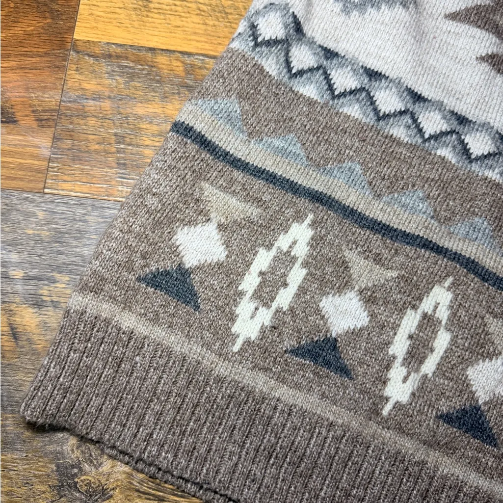 Geometric Patterned Sweater AE Wool Aztec Gray Brown winter Christmas grannycore - Image 4