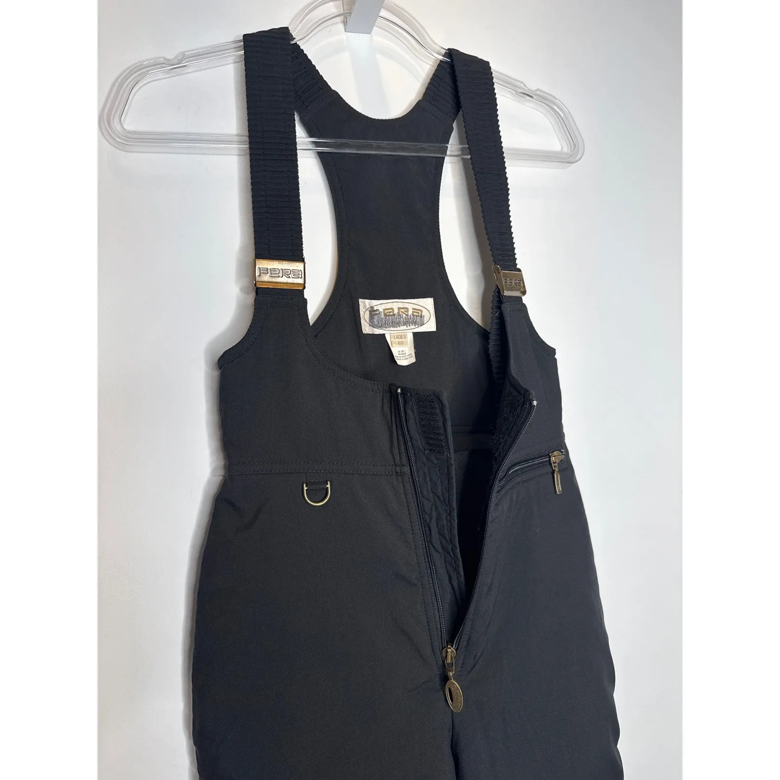 Vintage 1980s–90s Fera Black Quilted Ski Bib Overalls with stirrups 4 petite Size 4P - Image 9