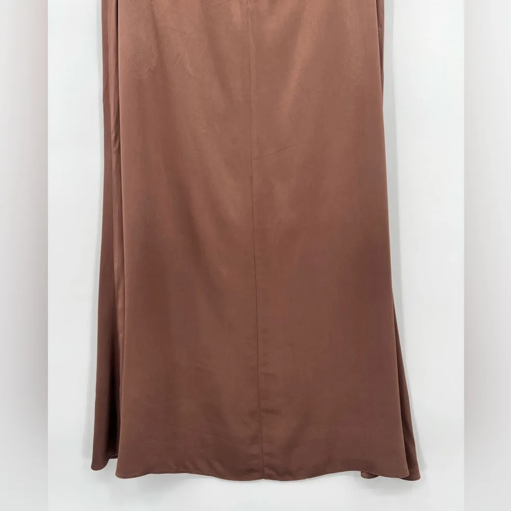 🆕 NWT LPA Revolve Hanson Midi Skirt Satin Cut Out Tie Split Chocolate Brown XL - Image 13