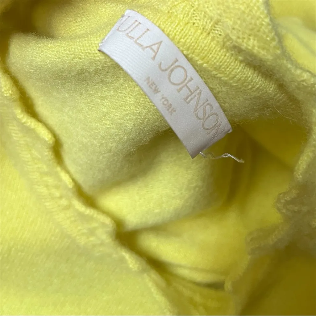 Ulla Johnson Lotta Scallop Edge Short Sleeve Yellow Cashmere Sweater Size Med - Image 3