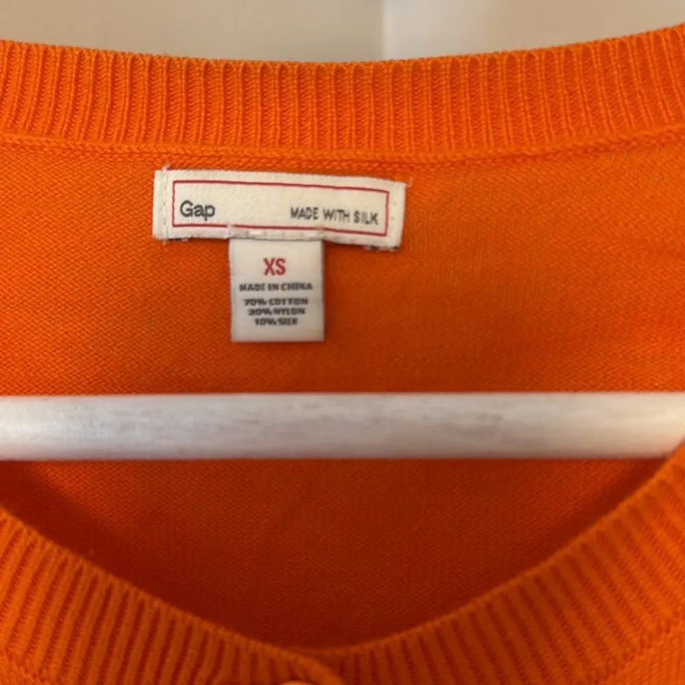 Gap Cardigan Cotton Nylon Silk Blend Orange XS - Image 2