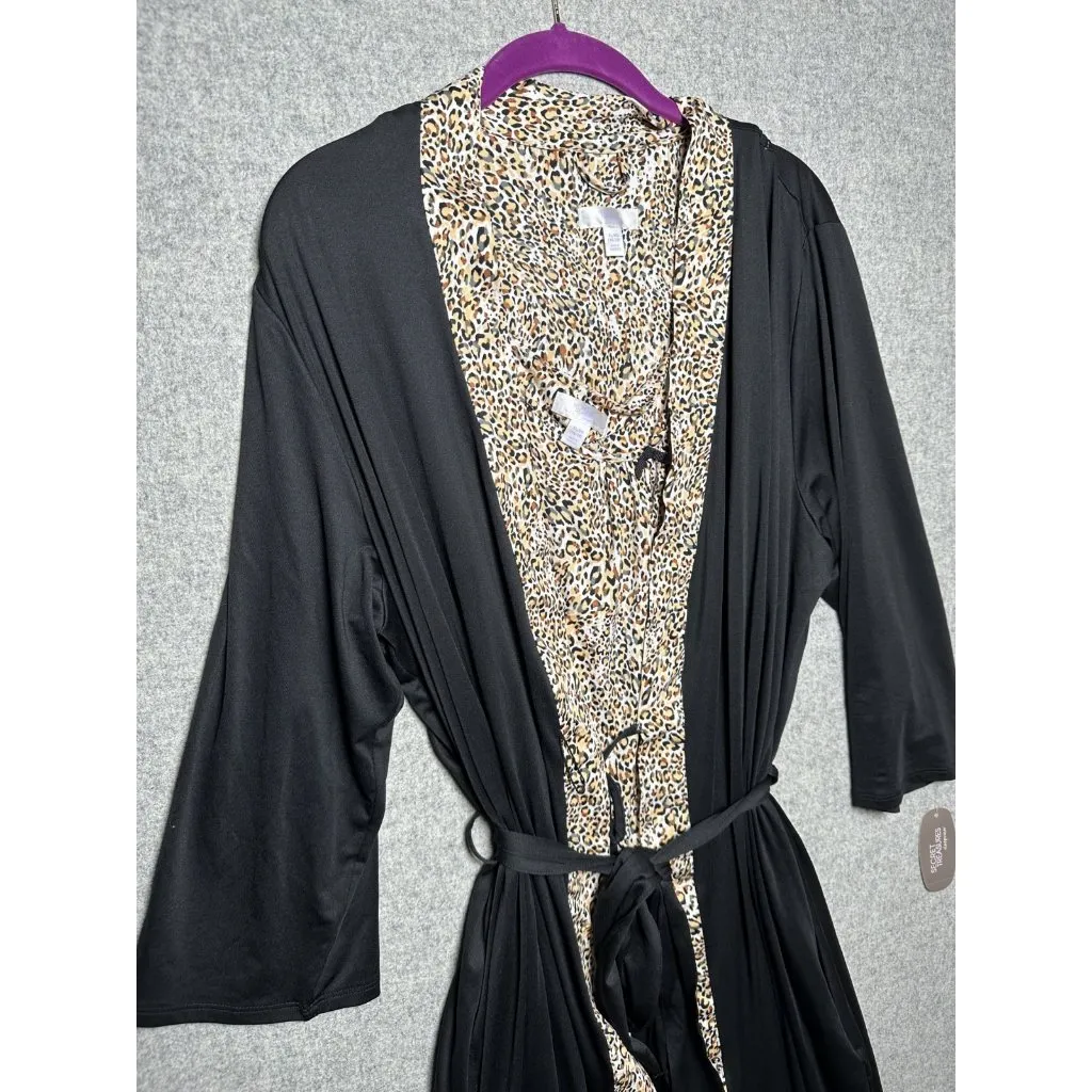 New Secret Treasures XL Lingerie Nightgown Robe Set Animal Print Knee Length - Image 6