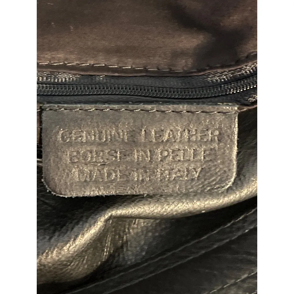 Black Leather Borse in Pelle Shoulder Crossbody Bag Italy Silver Tone Hardware - Image 8
