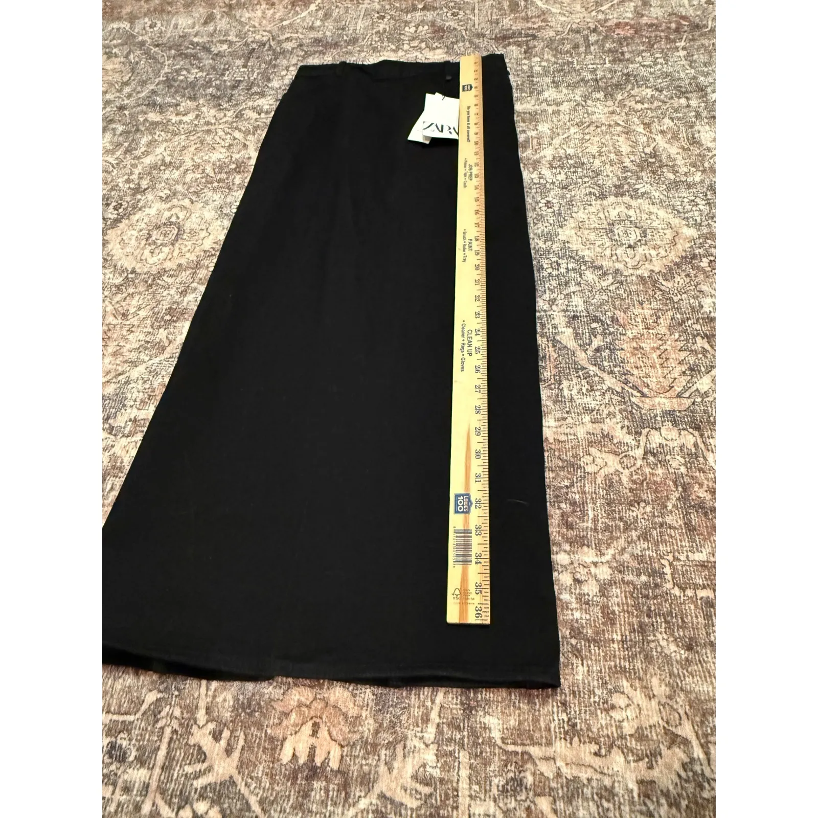 ZARA Black The Sculpted Denim Maxi Skirt with Back Slit Size Small - Image 6