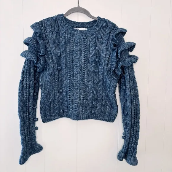 Blue Ruffle Sweater M - Image 2