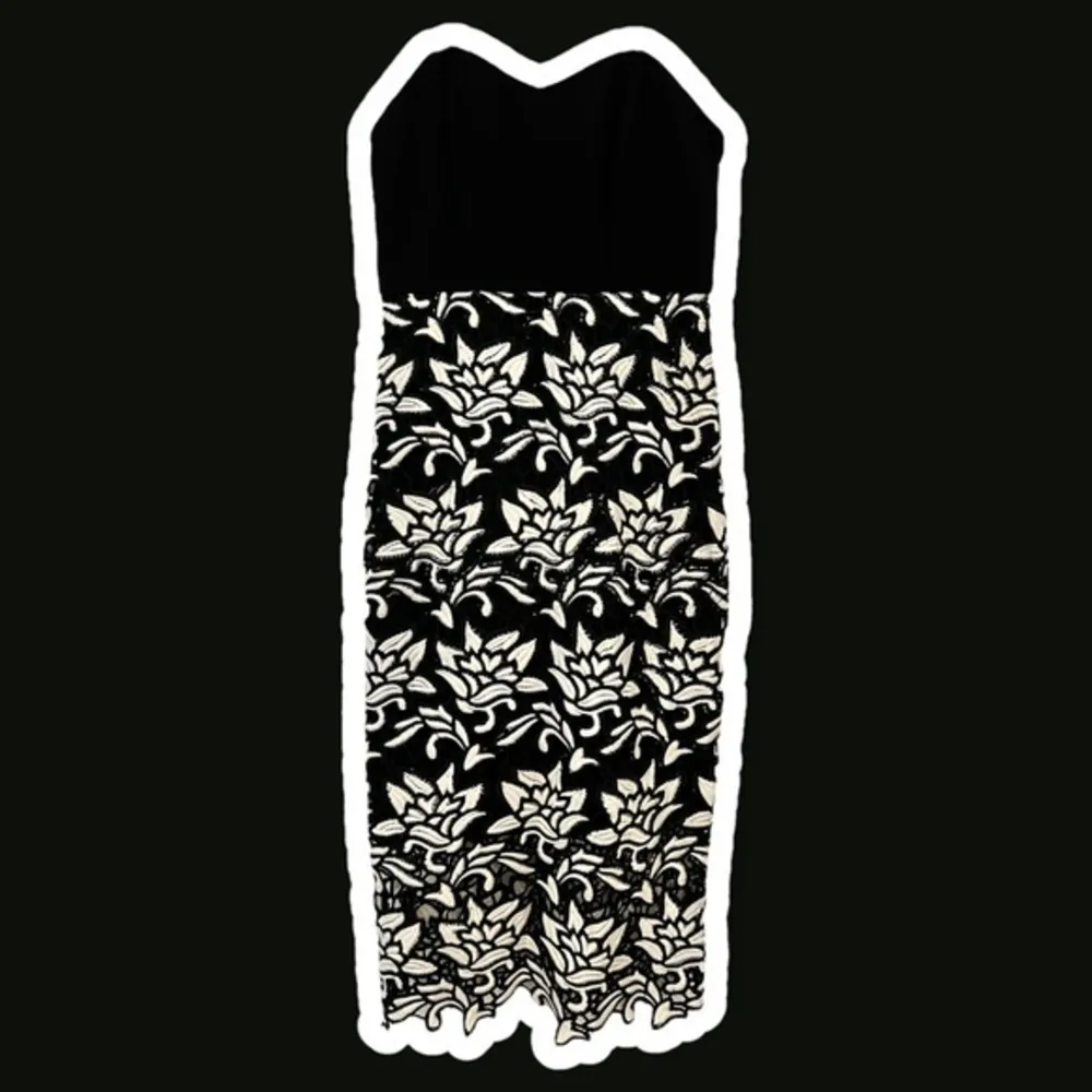 J.O.A. XS Floral Lace Strapless Sheath Midi Dress - Image 4