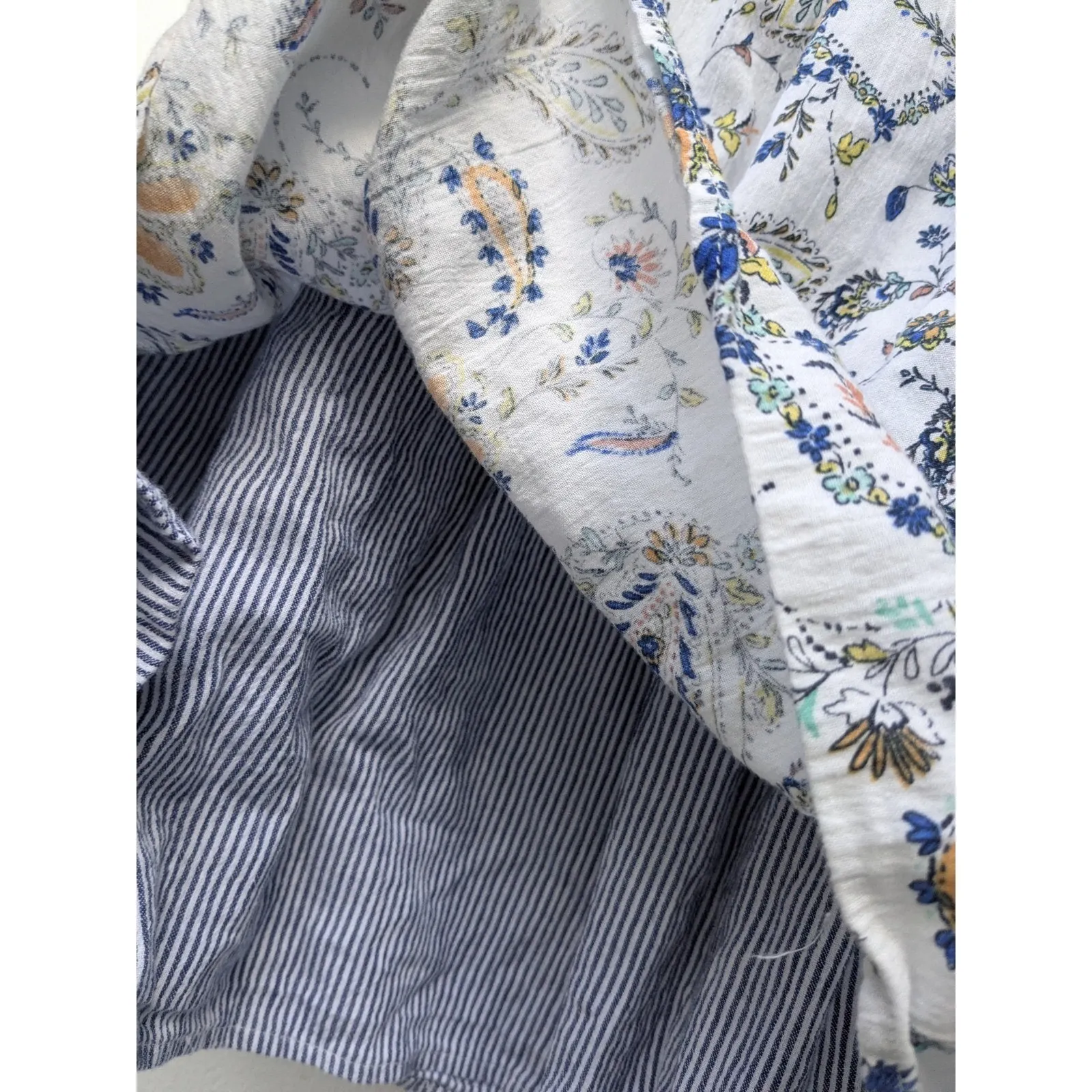 J Jill Women's Smocked Waist Layered Skirt Porcelain Paisley $79 Size Large White - Image 6