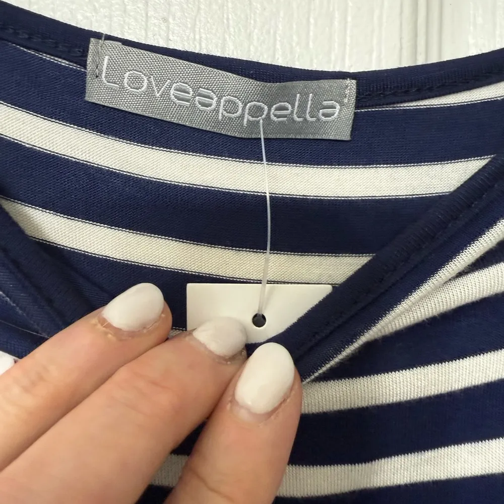Loveappella Navy and White Striped Long Sleeve Top NWT - Image 5