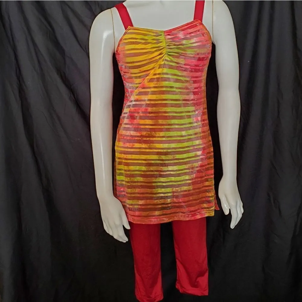 Revolution Dancewear Burgundy, Red, Yellow, & Green Leotard - Image 3