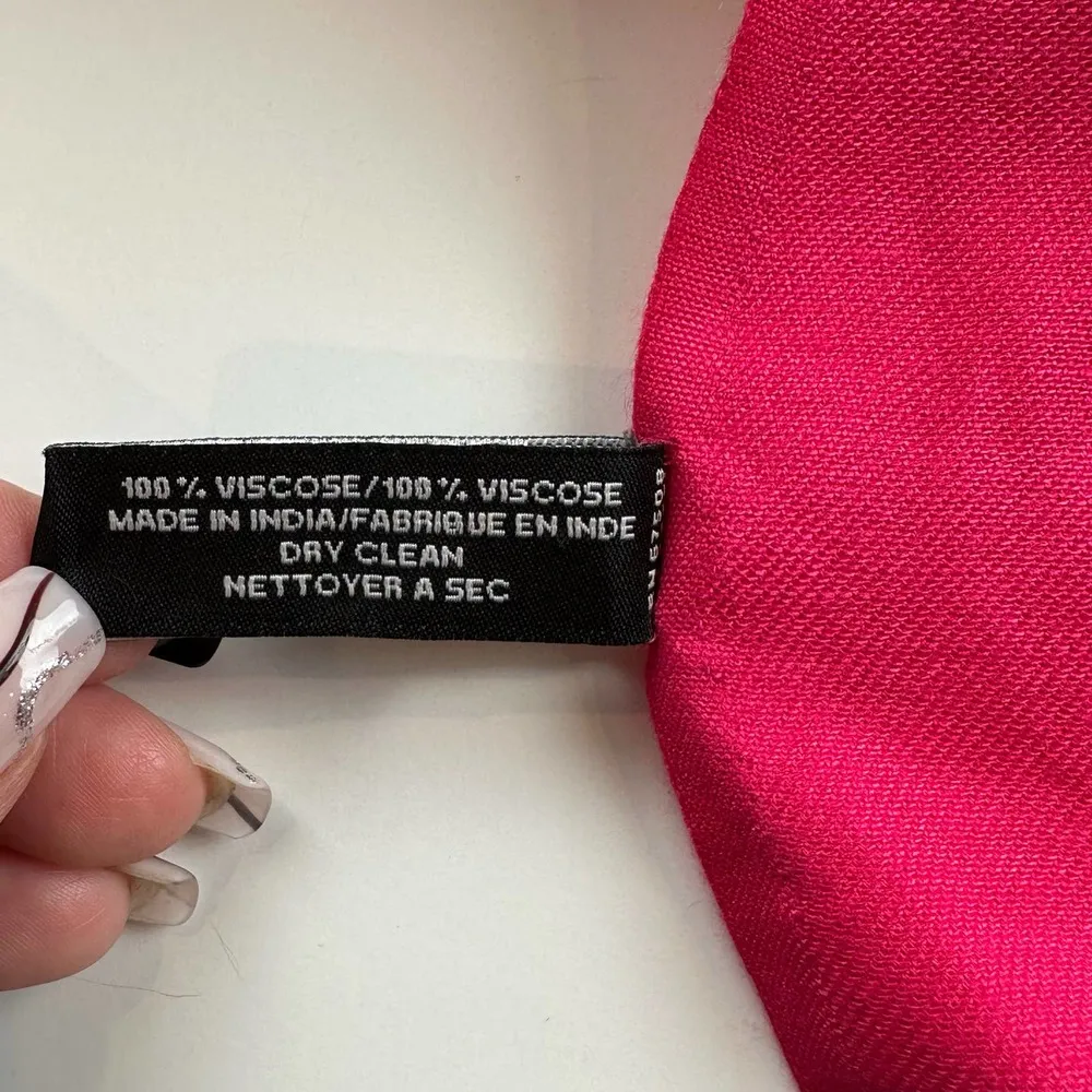 Jones New York Snapdragon Pink Fringe Viscose Scarf - Image 3