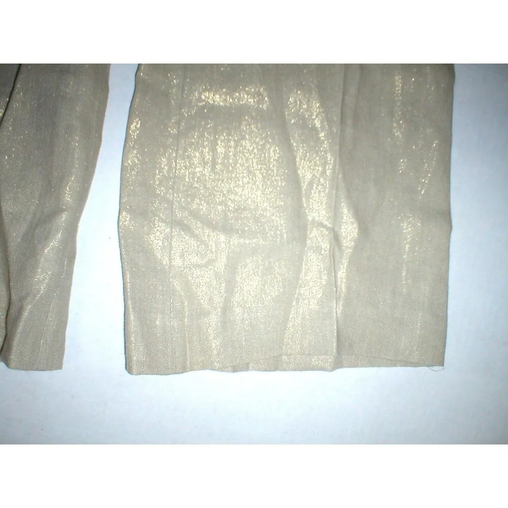 New NWT Womens Italy Designer Blumarine Linen Pants Metallic Gold Tall 28 X 36 - Image 5