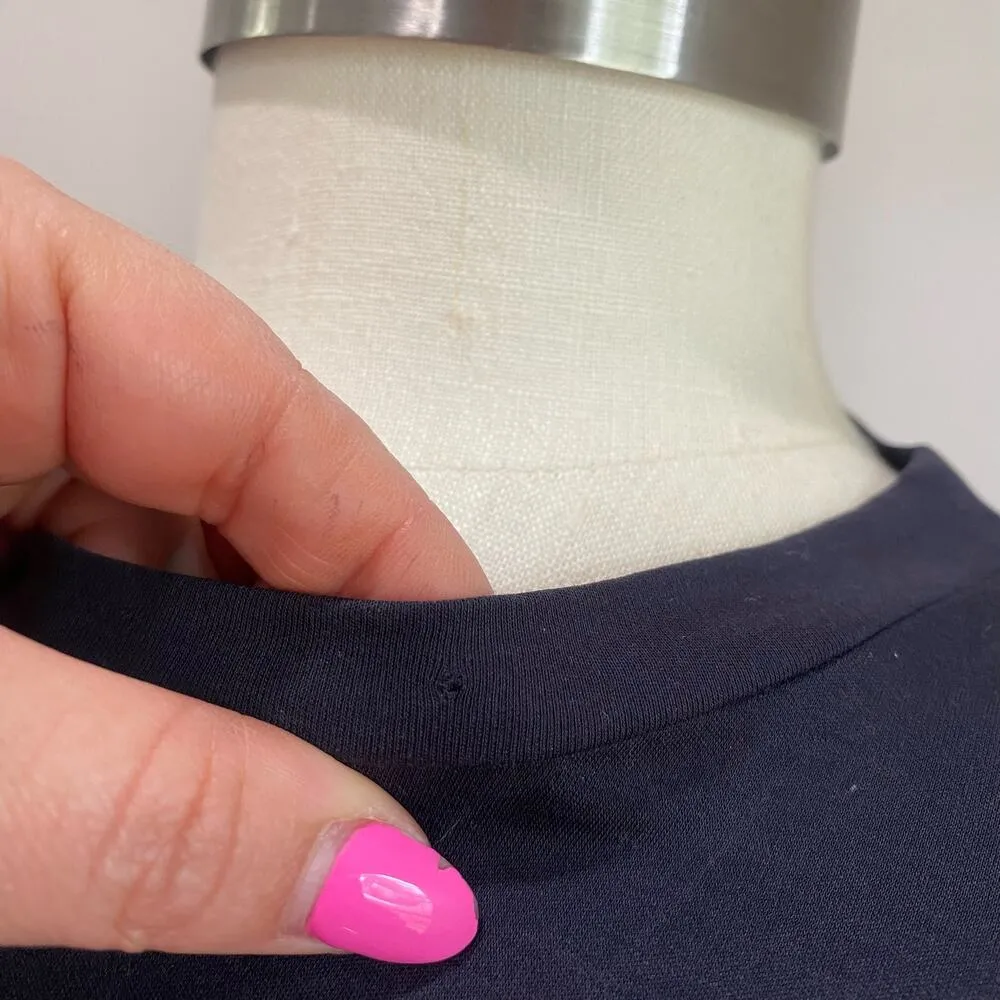 Theory Dark Blue Relaxed Tiered Tee Dress in Stretch Linen Size P (XS) - Image 6