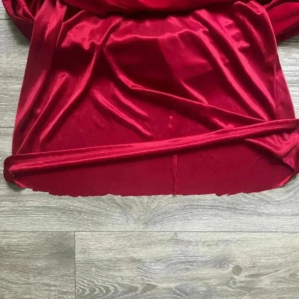 David Meister Red Long Sleeve Cocktail Wedding Dress V Neck Front Bunched Size 8 - Image 5