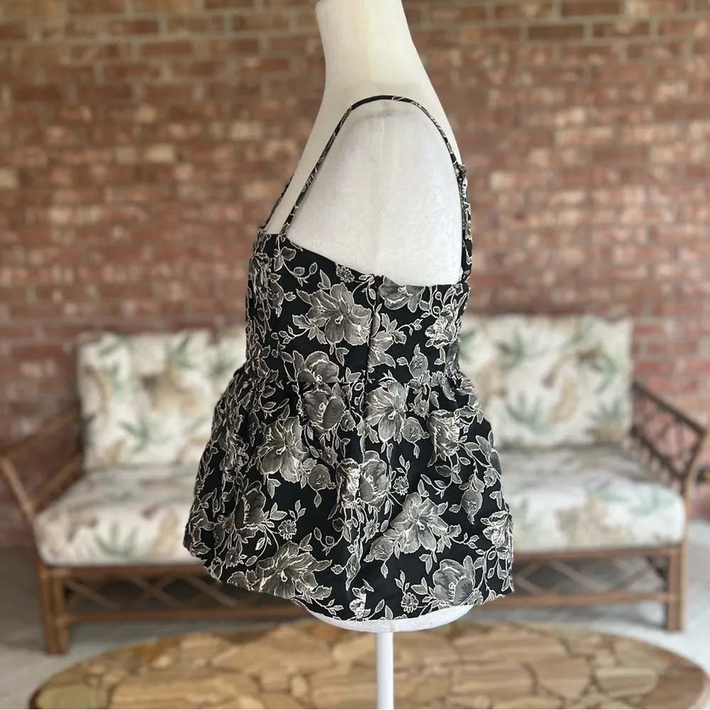 NWT Steve Madden Bodi Top Brocade Bubble Peplum M Black Grey Cocktail Party Glam - Image 8