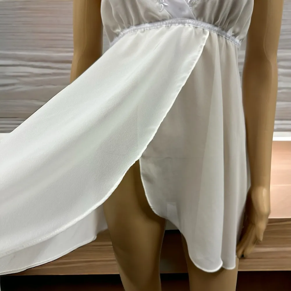 Anthropologie Flora Nikrooz Chemise Lingerie Ivory Embroidered Sequin Neckline M - Image 5