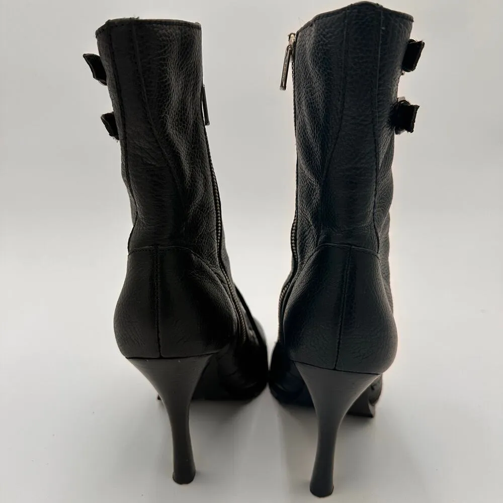 Esprit Black Women's High Heel Leather Booties Size 8.5 - Image 3