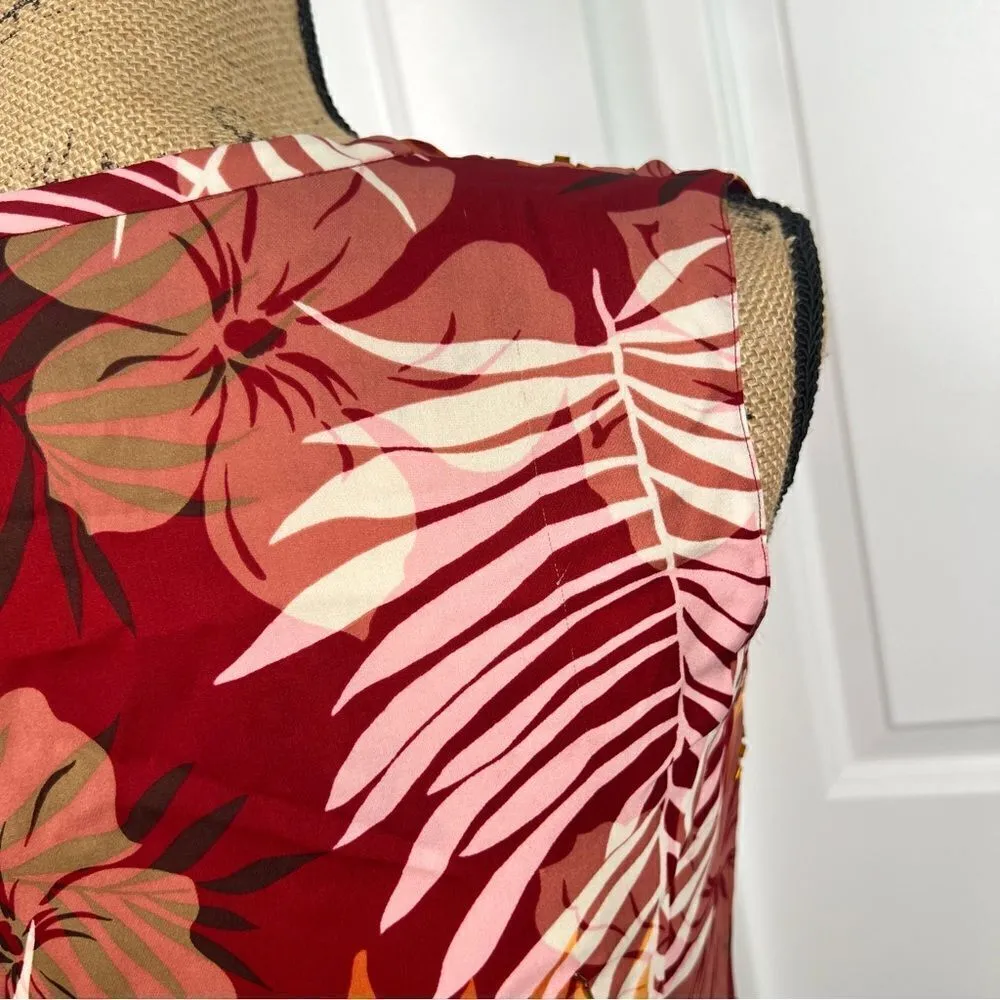 Sz 2P Kate Hill 100% Silk Red & Orange Beaded Faux Wrap Top - Image 11