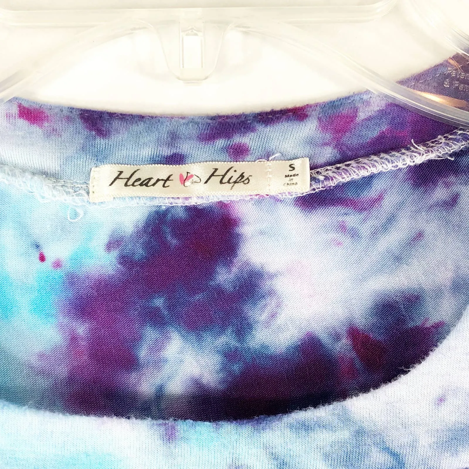 Heart Hips Medium Top Handmade Tie Dye‎ Fancy Frills Blue Pink Purple V Neck 568 - Image 7